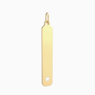 Engravable Long Tag Charm with Gemstone